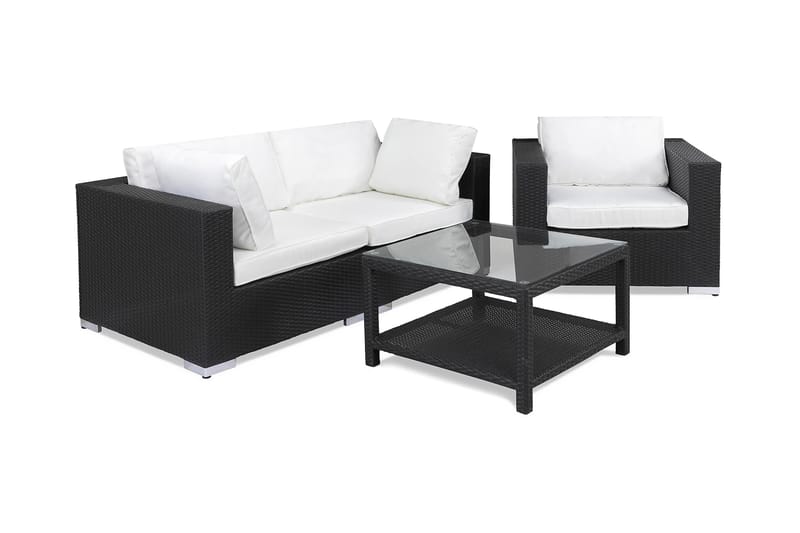 Bahamas Loungegruppe 3 Pers. Bord 75x75 - Lenestol Svart - Loungegrupper - Sofagruppe utendørs