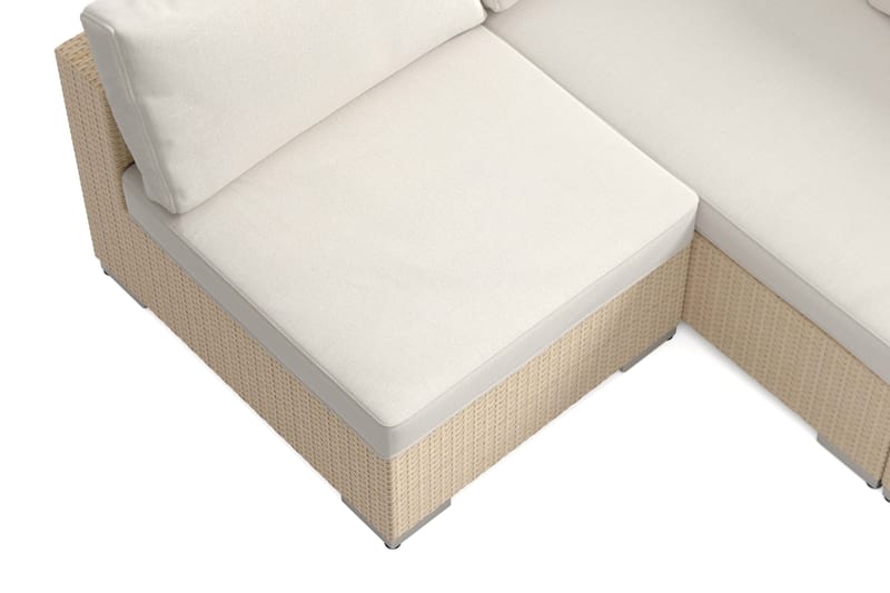 Bahamas U-formet utendørs loungegruppe med åpen avslutning, 8-seters med bord - Beige - Hagemøbler & utemiljø - Loungemøbler - Loungegrupper