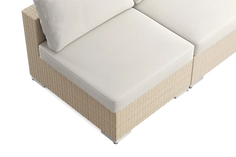 Bahamas utendørs hjørnesofa 7-seters vendbar med åpen avslutning og bord - Beige - Hagemøbler & utemiljø - Loungemøbler - Loungegrupper