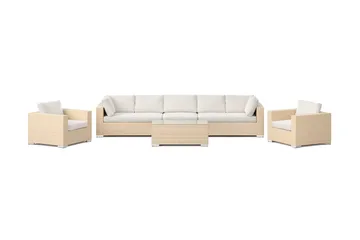 Bahamas utendørs sofagruppe 7-seters med to lenestoler og bord - Beige - Hagemøbler & utemiljø - Loungemøbler - Loungegrupper