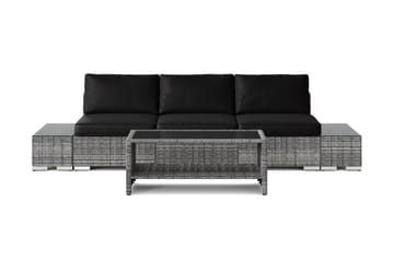 Bahamas utesofa 3-seters med bord med hylle - Grå - Hagemøbler & utemiljø - Loungemøbler - Loungegrupper
