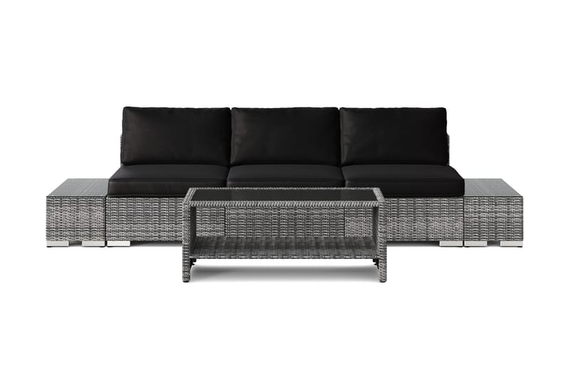 Bahamas utesofa 3-seters med bord med hylle - Grå - Hagemøbler & utemiljø - Loungemøbler - Loungegrupper