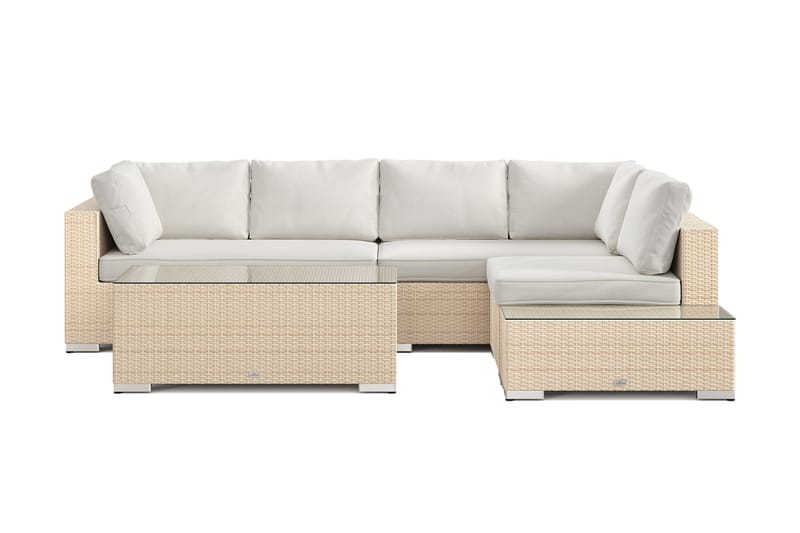 Bahamas utesofa 5-seters vendbar sjeselong med avslutning og bord - Beige - Hagemøbler & utemiljø - Loungemøbler - Loungegrupper
