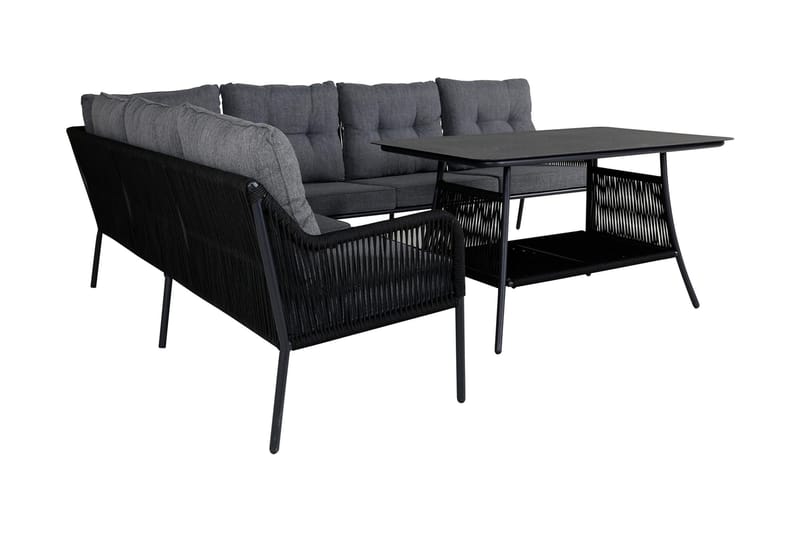 Berlin hjørneloungegruppe utendørs svart/grå - Venture Home - Hagemøbler & utemiljø - Loungemøbler - Loungegrupper