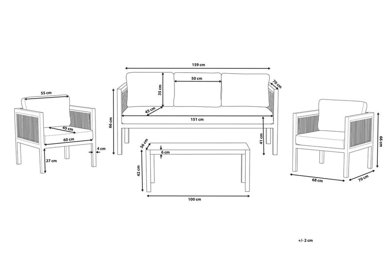 Columbero Loungegruppe 5-seter - Hvit / Brun - Hagemøbler & utemiljø - Loungemøbler - Loungegrupper