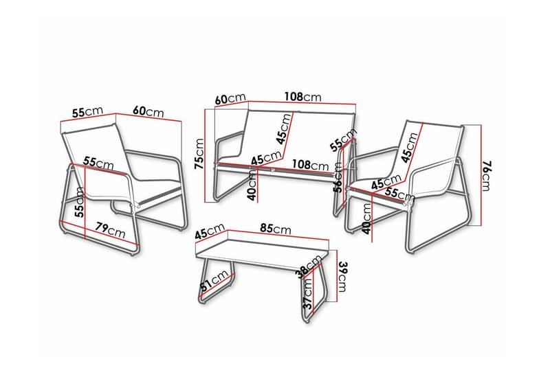 Corpach Soffgrupp Anthracite - Hagemøbler & utemiljø - Loungemøbler - Loungegrupper