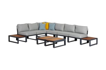 Dereseki Hjørneloungegruppe 5-seters - Grå / Svart - Hagemøbler & utemiljø - Loungemøbler - Loungegrupper