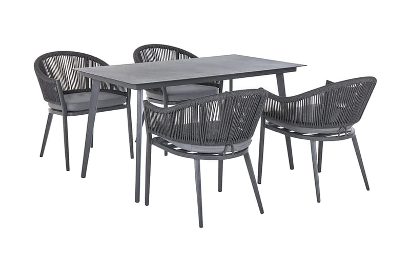 Hagesett med bord og 4 stoler i aluminium MILETO - Grå - Loungegrupper - Sofagruppe utendørs