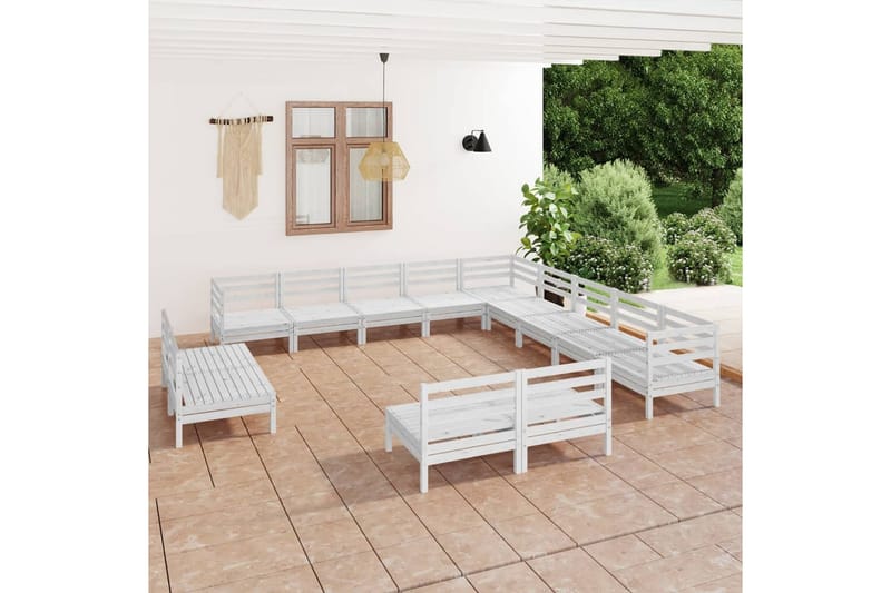 Hagesofagruppe 13 deler hvit heltre furu - Hvit - Loungegrupper - Sofagruppe utendørs