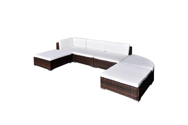 Hagesofagruppe med puter 6 deler polyrotting brun - Loungegrupper - Sofagruppe utendørs