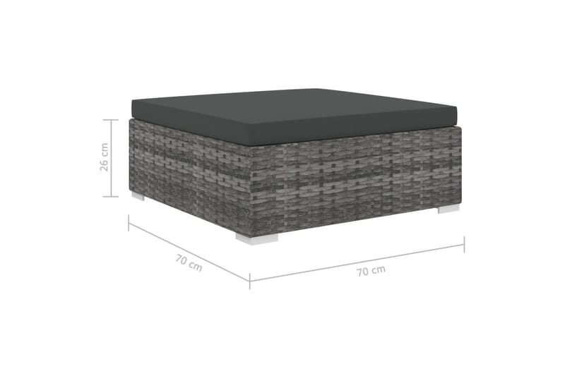 Hagesofagruppe med puter 6 deler polyrotting grå - Loungegrupper - Sofagruppe utendørs