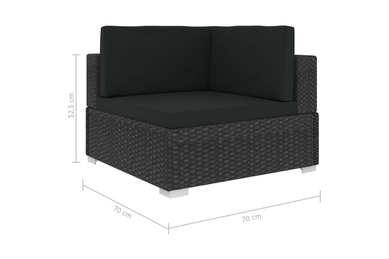 Hagesofagruppe med puter 6 deler polyrotting svart - Loungegrupper - Sofagruppe utendørs