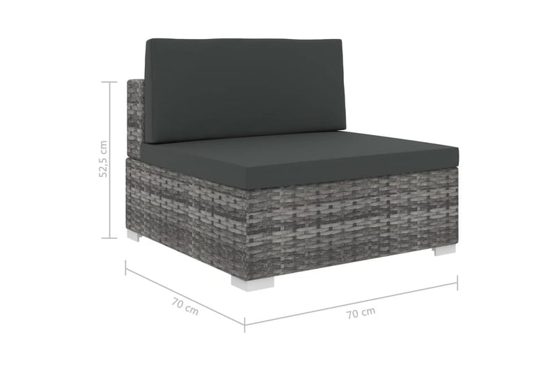 Hagesofagruppe med puter 6 deler polyrotting grå - Loungegrupper - Sofagruppe utendørs