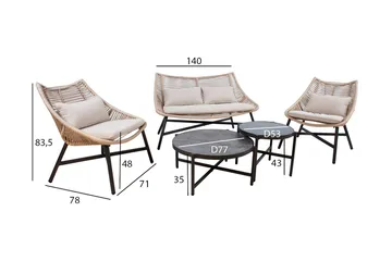 Helsinki Hagesett beige - Hagemøbler & utemiljø - Loungemøbler - Loungegrupper