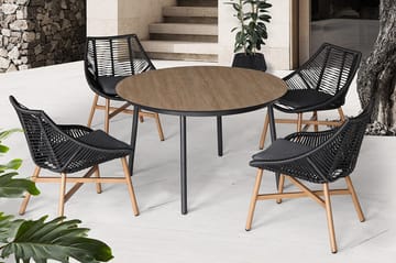 Helsinki Spisegruppe inkl. 4 Stoler - Svart / Beige - Hagemøbler & utemiljø - Loungemøbler - Loungegrupper