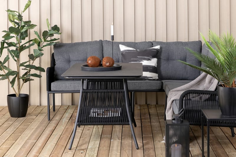Hjørneloungegruppe Berlin Svart/Grå - Venture Home - Loungegrupper - Sofagruppe utendørs