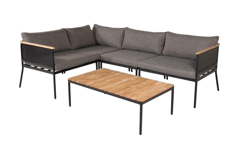 Hjørneloungegruppe Nettan med Puter Svart - Venture Home - Loungegrupper - Sofagruppe utendørs