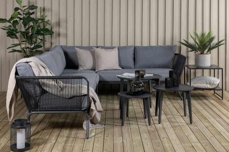 Hjørneloungegruppe Roxo med Puter Svart - Venture Home - Loungegrupper - Sofagruppe utendørs