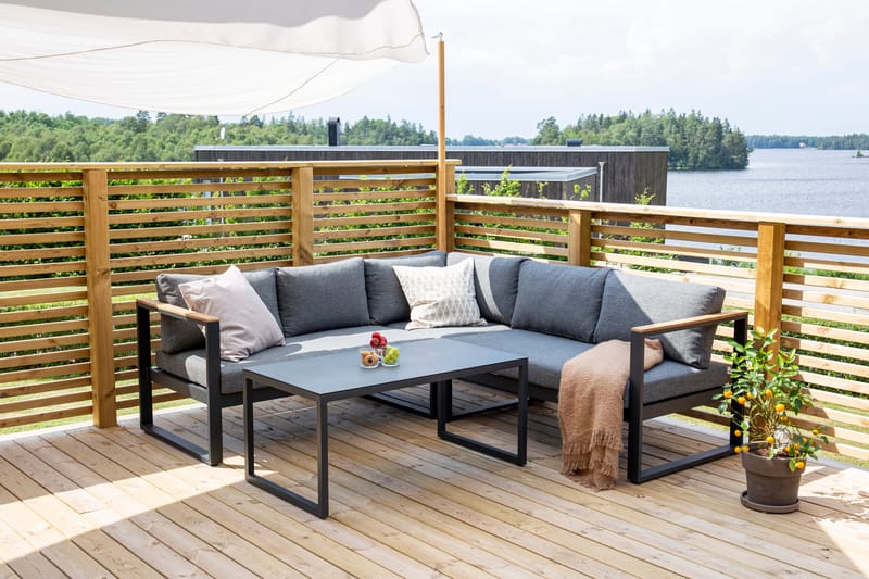 Hjørnesofa Texas Svart/Grå/Natur - Venture Home - Loungegrupper - Sofagruppe utendørs