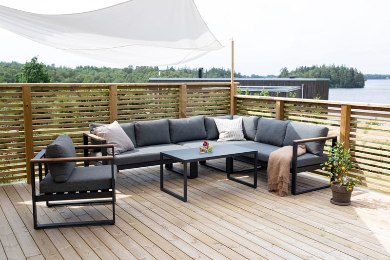 Hjørnesofa Texas Svart/Grå/Natur - Venture Home - Loungegrupper - Sofagruppe utendørs