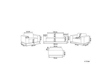 Hughen Loungegruppe 5-seter - Beige / Svart - Hagemøbler & utemiljø - Loungemøbler - Loungegrupper