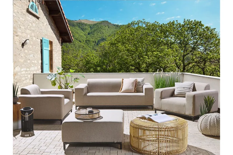 Hughen Loungegruppe 5-seter - Beige / Svart - Hagemøbler & utemiljø - Loungemøbler - Loungegrupper