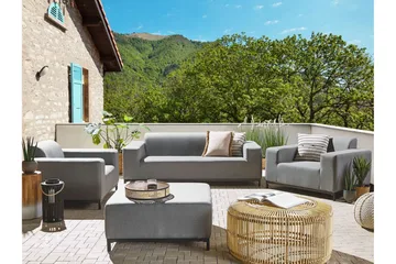 Hughen Loungegruppe 5-seter - Grå / Svart - Hagemøbler & utemiljø - Loungemøbler - Loungegrupper