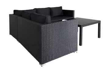 Kuba loungegruppe utendørs med puter - Svart - Hagemøbler & utemiljø - Loungemøbler - Loungegrupper