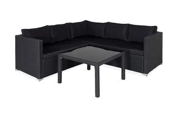 Kuba loungegruppe utendørs med puter - Svart - Hagemøbler & utemiljø - Loungemøbler - Loungegrupper