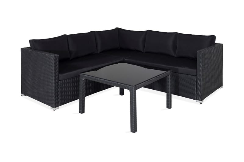 Kuba loungegruppe utendørs med puter - Svart - Hagemøbler & utemiljø - Loungemøbler - Loungegrupper