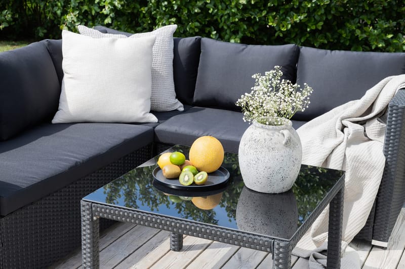 Kuba loungegruppe utendørs med puter - Svart - Hagemøbler & utemiljø - Loungemøbler - Loungegrupper