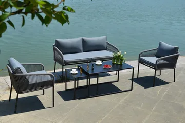 Levine Sofagruppe Svart - Hagemøbler & utemiljø - Loungemøbler - Loungegrupper