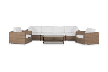 Loungegrupp Bahamas 6-sits 1 Bord m Hylle - 2 Lenestoler Sand - Hagemøbler & utemiljø - Loungemøbler - Loungegrupper