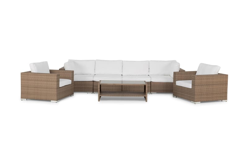 Loungegrupp Bahamas 6-sits 1 Bord m Hylle - 2 Lenestoler Sand - Hagemøbler & utemiljø - Loungemøbler - Loungegrupper