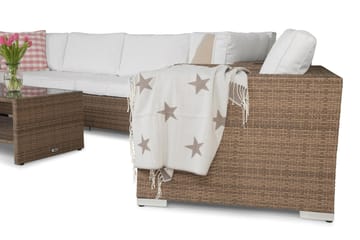 Loungegrupp Bahamas 6-sits 1 Bord m Hylle - 2 Lenestoler Sand - Hagemøbler & utemiljø - Loungemøbler - Loungegrupper