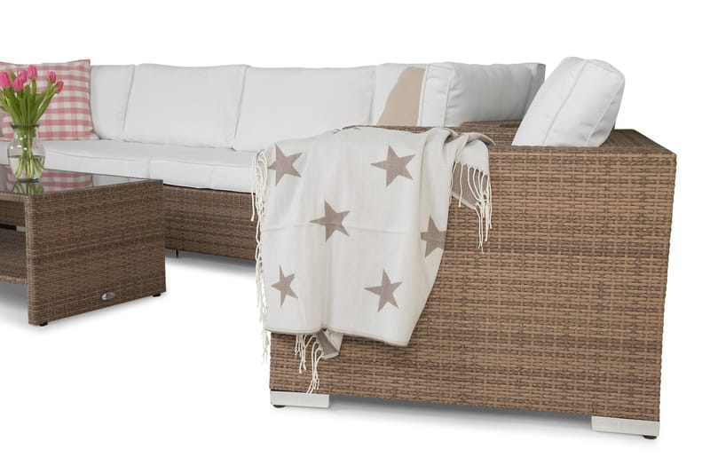 Loungegrupp Bahamas 6-sits 1 Bord m Hylle - 2 Lenestoler Sand - Hagemøbler & utemiljø - Loungemøbler - Loungegrupper