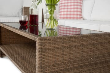 Loungegrupp Bahamas 6-sits 1 Bord m Hylle - 2 Lenestoler Sand - Hagemøbler & utemiljø - Loungemøbler - Loungegrupper