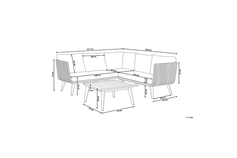 Loungegruppe ALCAMO brun / grå - Grå - Hagemøbler & utemiljø - Loungemøbler - Loungegrupper