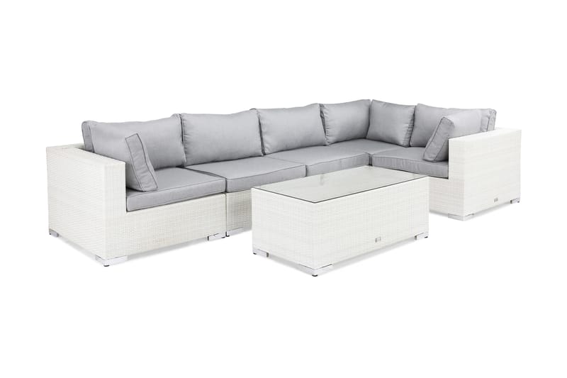 Loungegruppe Bahamas 2 Kunstrotting Vit - Hagemøbler & utemiljø - Loungemøbler - Loungegrupper
