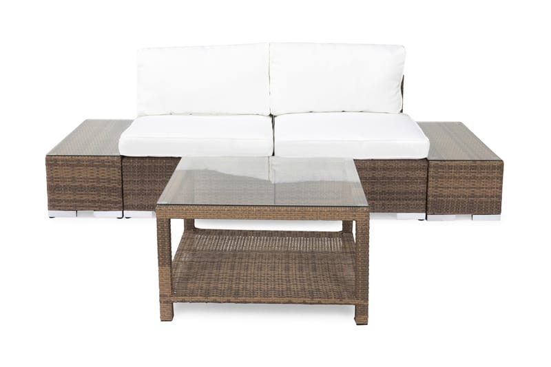 Loungegruppe Bahamas 2 Pers 1 Bord 75x75 - 2 Avslutninger Sand - Loungegrupper - Sofagruppe utendørs