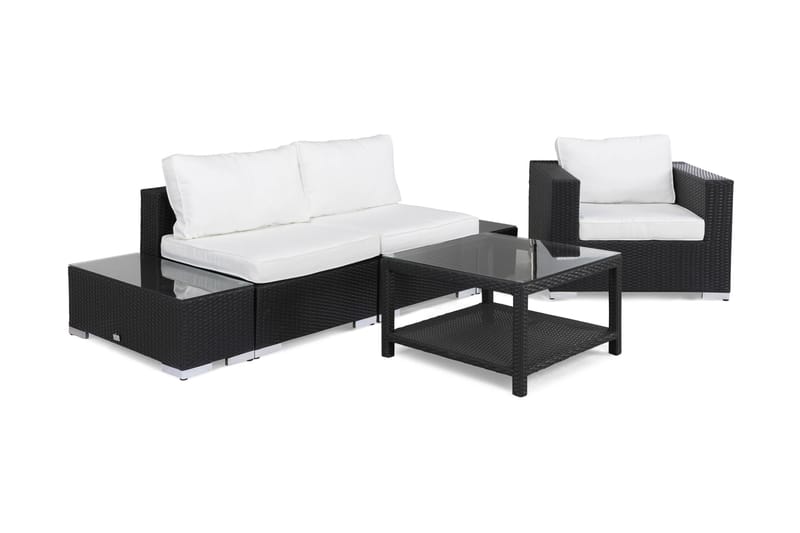 Loungegruppe Bahamas 3 Pers 1 Bord 75x75 - 2 Avslutning 1 Lenestol Svart - Loungegrupper - Sofagruppe utendørs