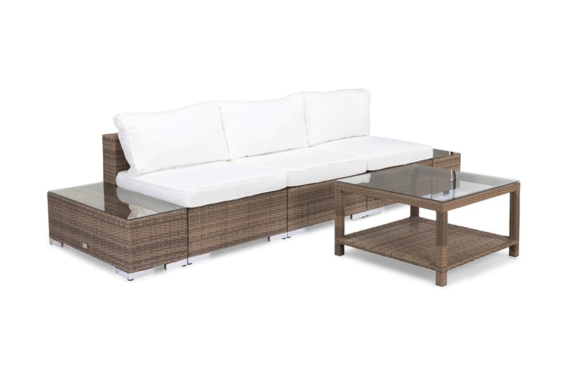 Loungegruppe Bahamas 3 Pers 1 Bord 75x75 - 2 Avslutninger Sand - Loungegrupper - Sofagruppe utendørs