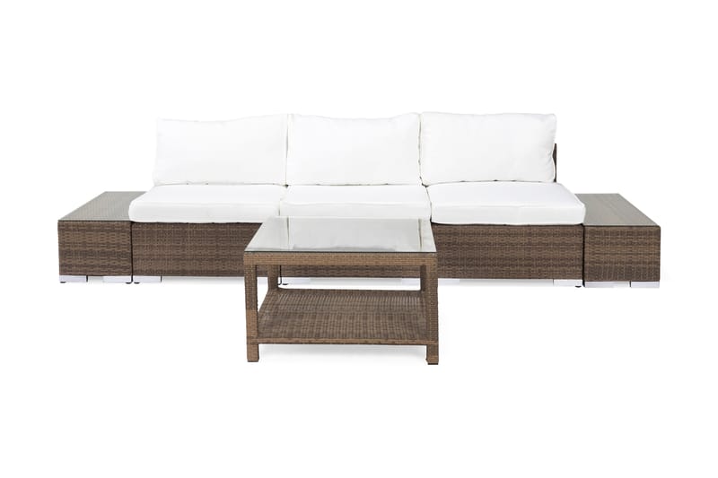 Loungegruppe Bahamas 3 Pers 1 Bord 75x75 - 2 Avslutninger Sand - Loungegrupper - Sofagruppe utendørs