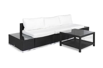 Loungegruppe Bahamas 3 Pers 1 Bord 75x75 - 2 Avslutninger Svart - Hagemøbler & utemiljø - Loungemøbler - Loungegrupper