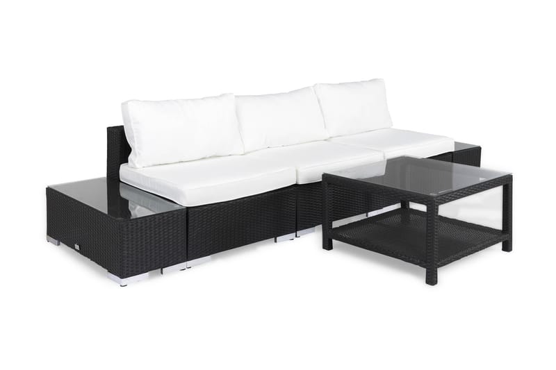 Loungegruppe Bahamas 3 Pers 1 Bord 75x75 - 2 Avslutninger Svart - Hagemøbler & utemiljø - Loungemøbler - Loungegrupper