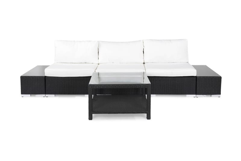 Loungegruppe Bahamas 3 Pers 1 Bord 75x75 - 2 Avslutninger Svart - Loungegrupper - Sofagruppe utendørs