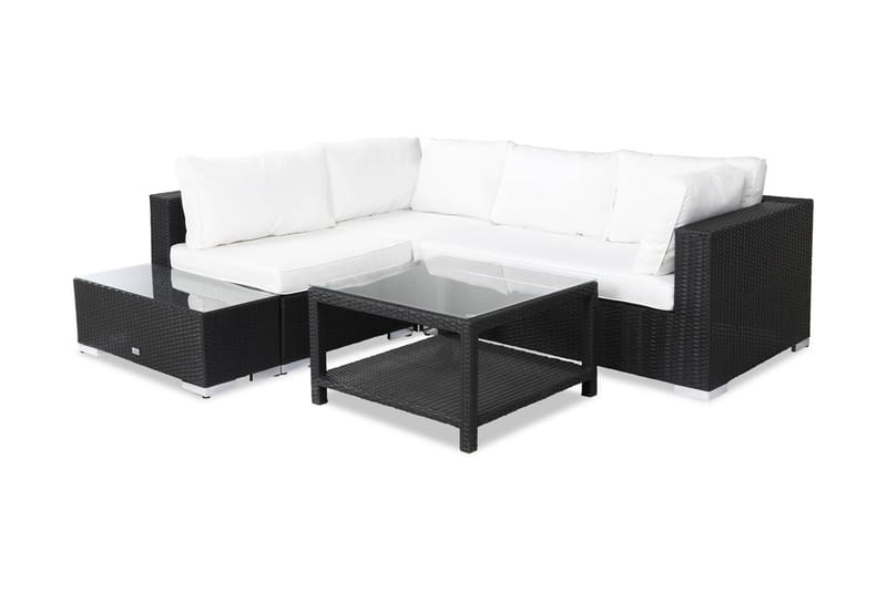 Loungegruppe Bahamas 4 Pers Bord 75x75 - Avslutning Svart - Hagemøbler & utemiljø - Loungemøbler - Loungegrupper