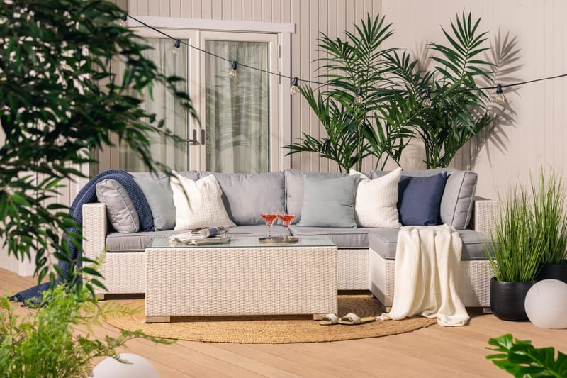 Loungegruppe Bahamas 5-seters Bord - Divan|Bord Hvit - Loungegrupper - Sofagruppe utendørs