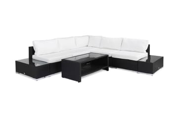Loungegruppe Bahamas 5 Pers 1 Bord m Hylle - 2 Avslutninger Svart - Hagemøbler & utemiljø - Loungemøbler - Loungegrupper