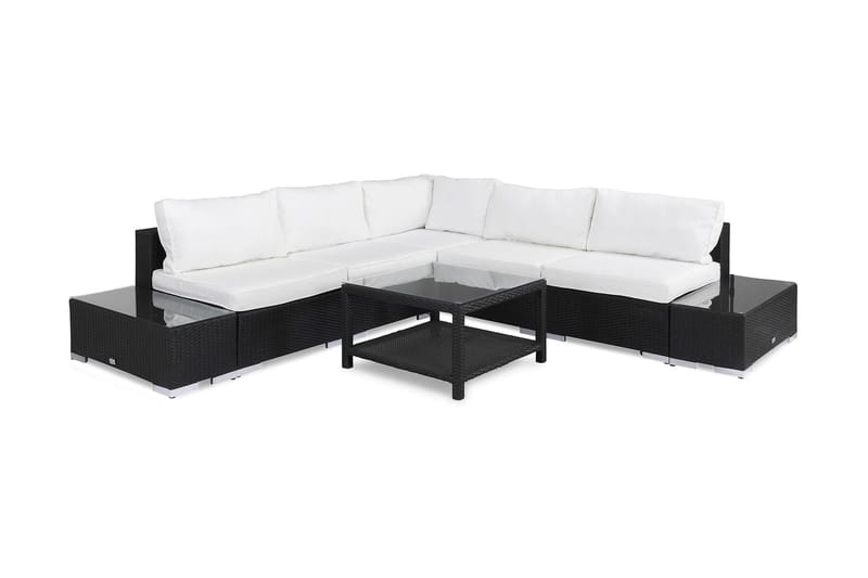 Loungegruppe Bahamas 5 Pers 1 Bord 75x75 - 2 Avslutninger Svart - Hagemøbler & utemiljø - Loungemøbler - Loungegrupper